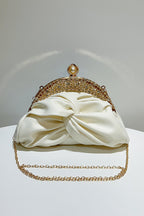 Rhinestone Embellished Ruched PU Leather Evening Clutch Bag