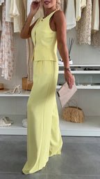 Women's Round Neck Sleeveless Top + Trousers Set
