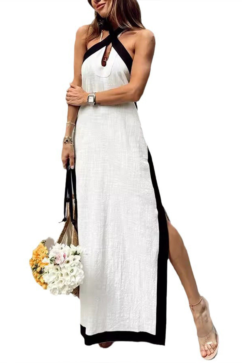 Ladies' Neck Hanging Hollow Slit Casual Temperament Dress