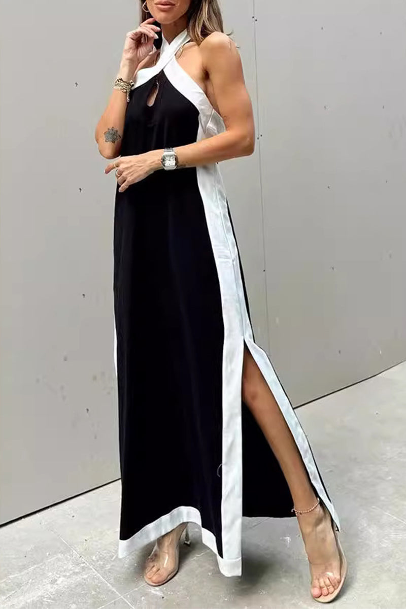 Ladies' Neck Hanging Hollow Slit Casual Temperament Dress