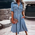 Ladies' Lapel Buckle Casual Temperament Dress