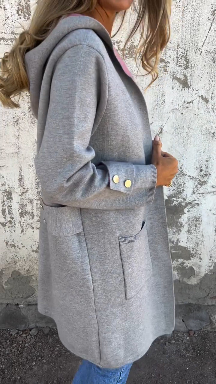 Women Round Neck Hooded Casual Jacket