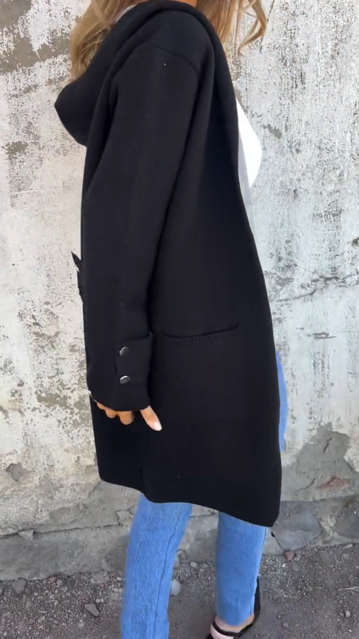 Women Round Neck Hooded Casual Jacket
