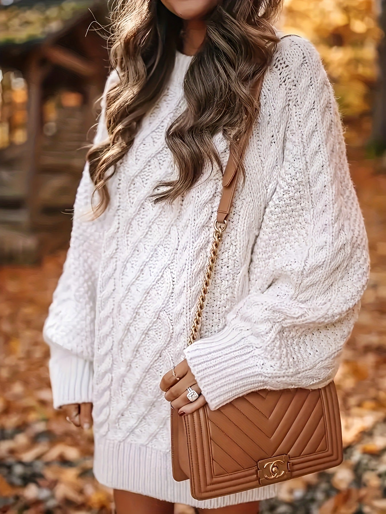 Women Round Neck Hip-pack Versatile Knitted Casual Dress