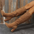 Womens High-tube Suede Fashion Boots Denim Style Boots
