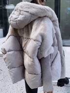 Women Spliced plush Casual Cotton Jacket