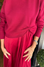 Women Inner Dress + Knitted Pleated Top Casual Suit