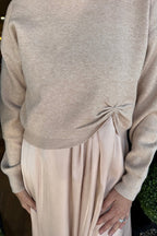 Women Inner Dress + Knitted Pleated Top Casual Suit