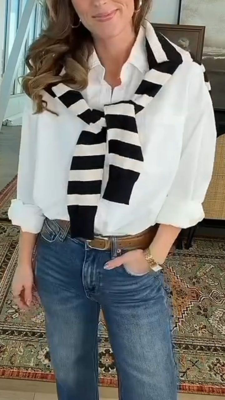 Women Laple Collar Solid Color Casual Shirt