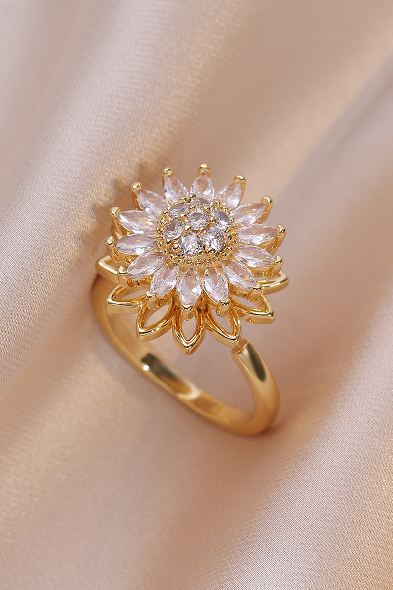 Women's Sunflower Diamond Ring Rotatable