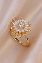 Women's Sunflower Diamond Ring Rotatable