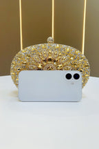 Inlaid Rhinestone Decor Party Oval Clutch Bag